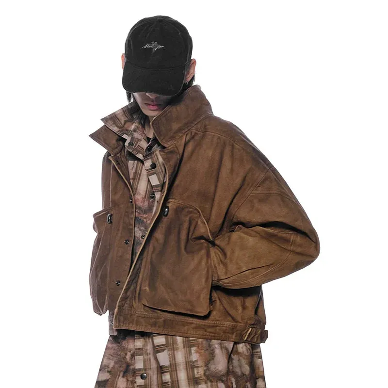 Wide Collar Waxed Work Jacket