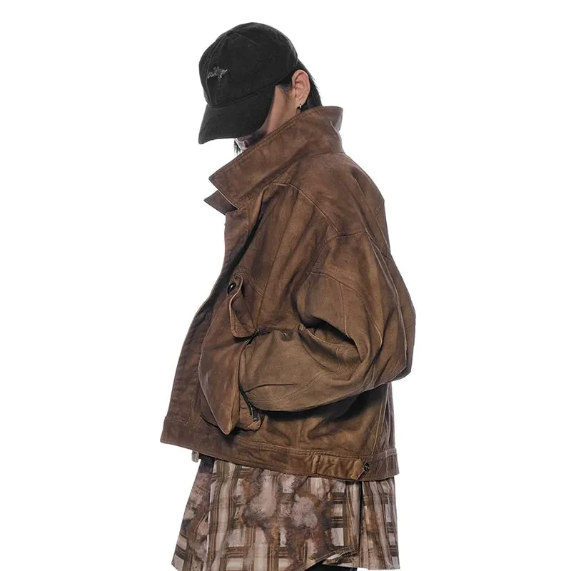 Wide Collar Waxed Work Jacket