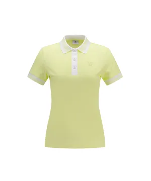 Women Collar Color Block Short T- Shirt - Yellow