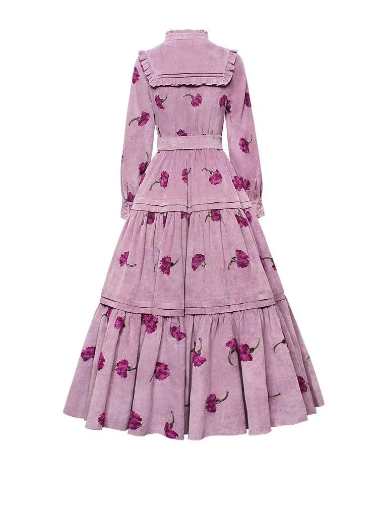 Women Vintage Long Maxi  Gorgeous Embroidery Flowers Dresses