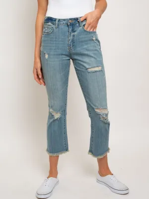 WOMEN'S 5 POCKET CROPPED MINI BOOTCUT PANTS
