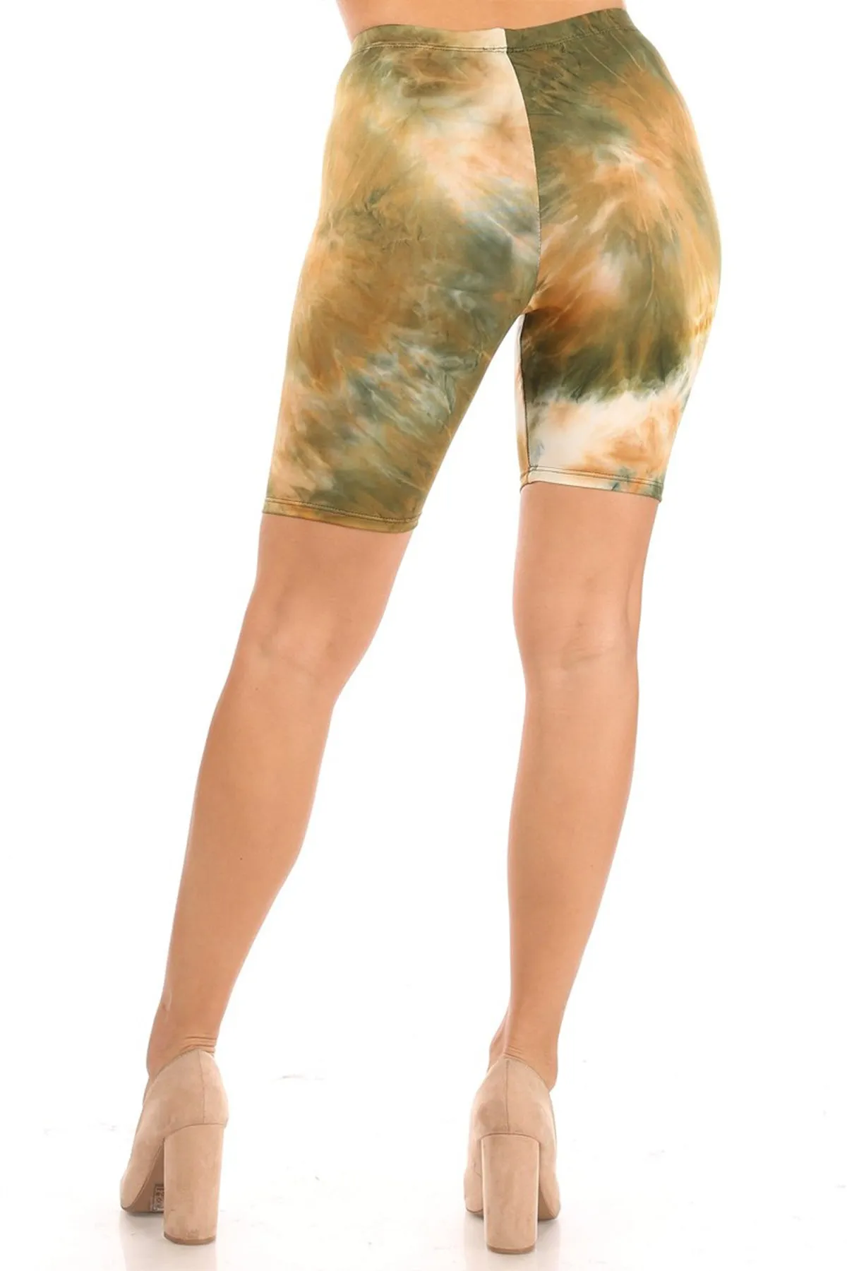 Women's Casual Tie Dye Printed Elastic High Waist Stretch Biker Shorts