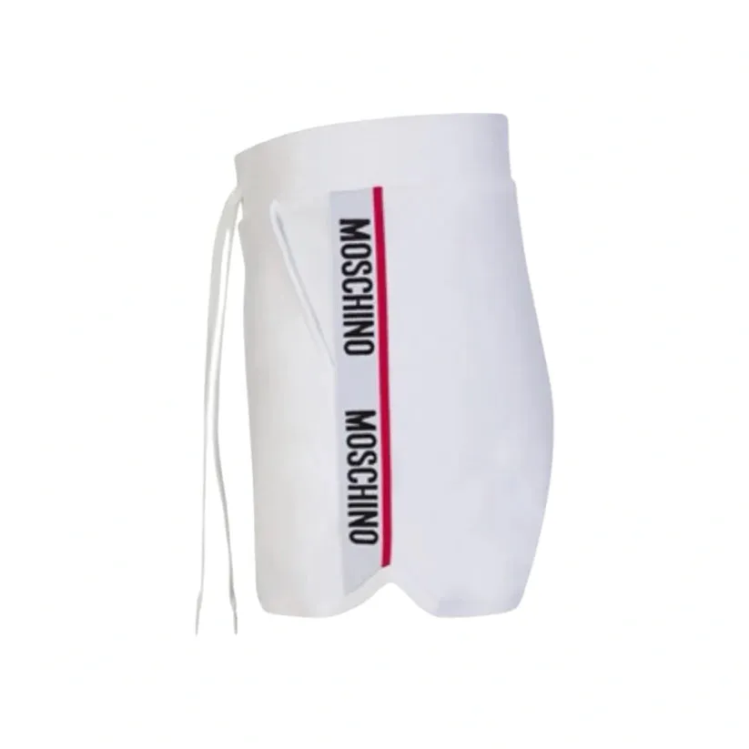 WOMENS MOSCHINO TAPE COTTON SHORTS - WHITE