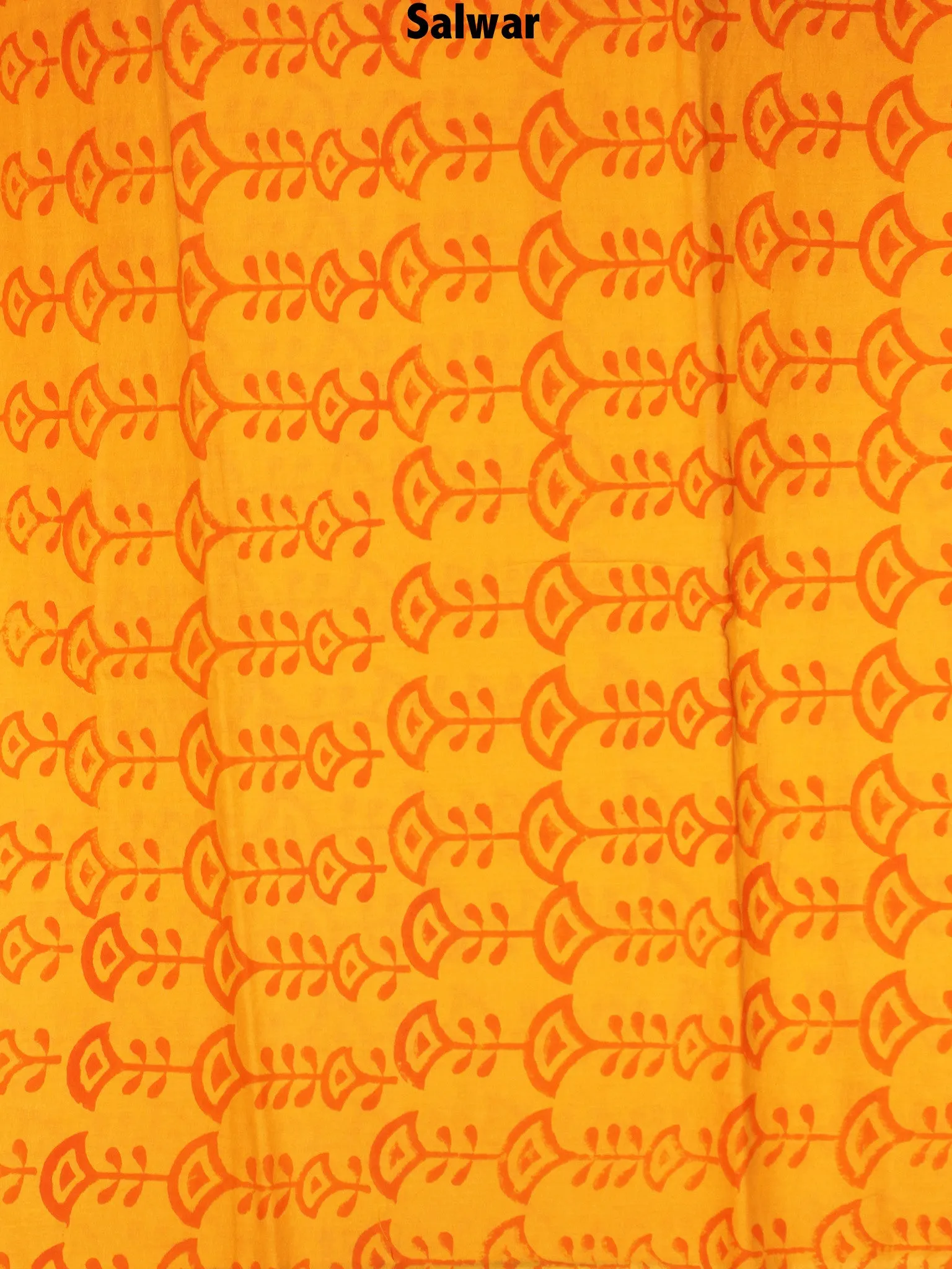 Yellow Red Hand Block Printed Cotton Suit-Salwar Fabric With Chiffon Dupatta - S1628112