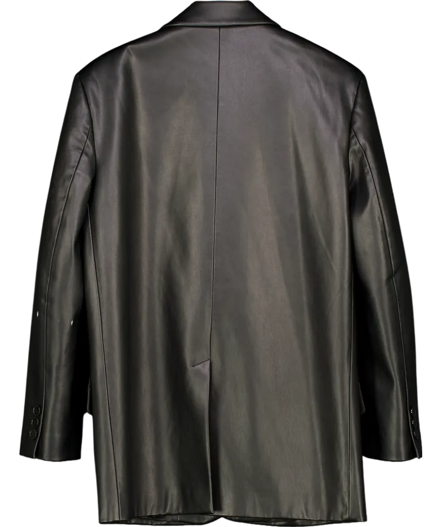 ZARA Black Oversized Leather Blazer UK M