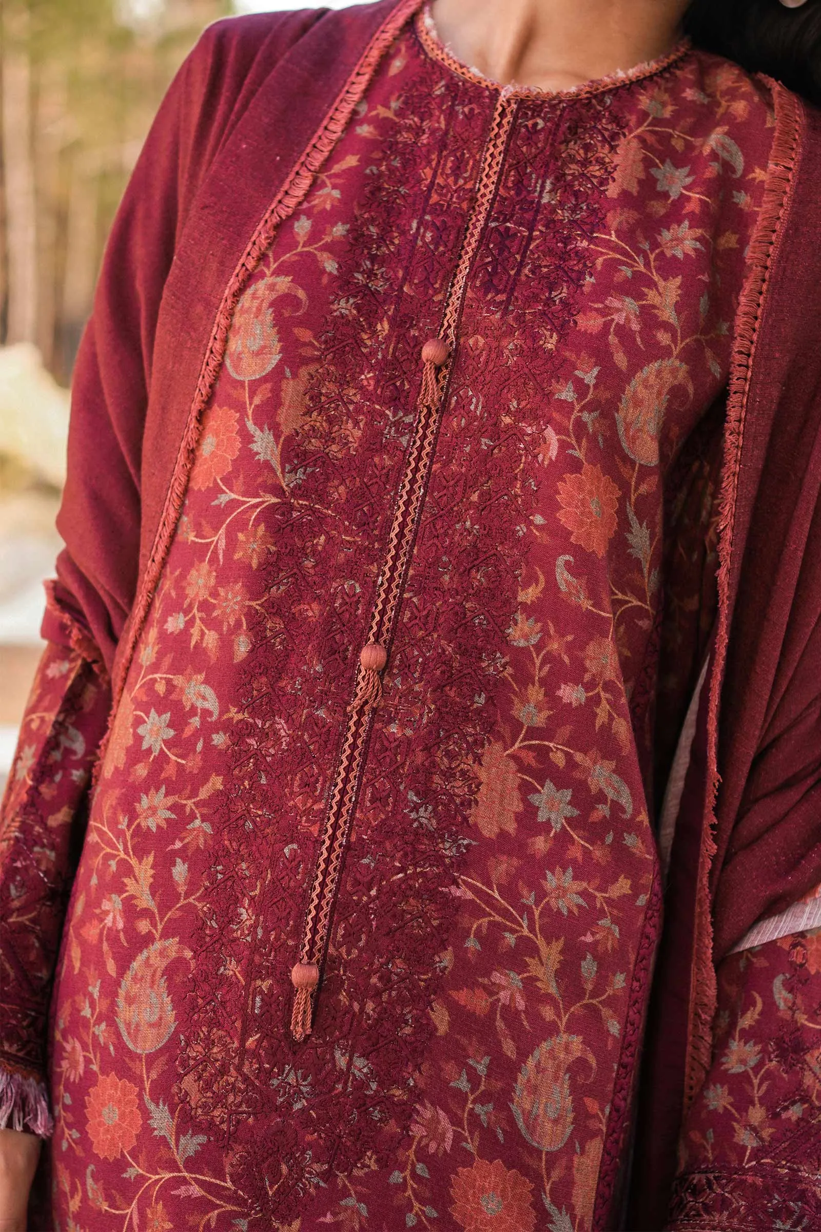 ZW22-8B | Zara Shahjahan Coco Winter Collection 2022 | Unstitched Embroidered Khaddar Linen  Suits